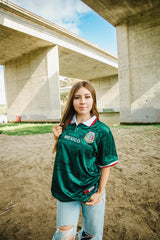 Vintage Style 1998 Mexico Soccer Jersey Green Aztec Calendar MadStrange