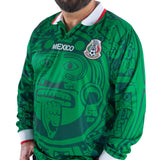 Retro 1998 Mexico Soccer Jersey Long Sleeve Green Aztec Print