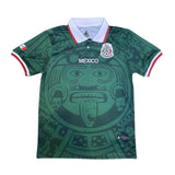 Vintage Style 1998 Mexico Soccer Jersey Green Aztec Calendar MadStrange