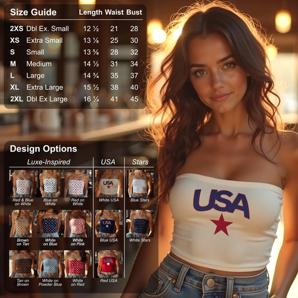 Double Layer USA Strapless Top with Super Soft Patriotic Style