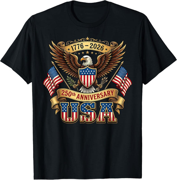 USA 250th Anniversary T-Shirt 1776 2026 Patriotic Semiquincentennial Gift
