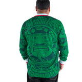 Retro 1998 Mexico Soccer Jersey Long Sleeve Green Aztec Print