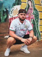 MadStrange Retro 1998 Mexico Soccer Jersey in White with Aztec Calendar